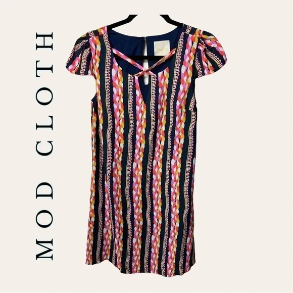 Modcloth Dresses & Skirts - 0415W. MOD CLOTH SHARED SENTIMENT SHIFT DRESS ROPES PRINT SIZE SMALL‎ MULTICOLOR